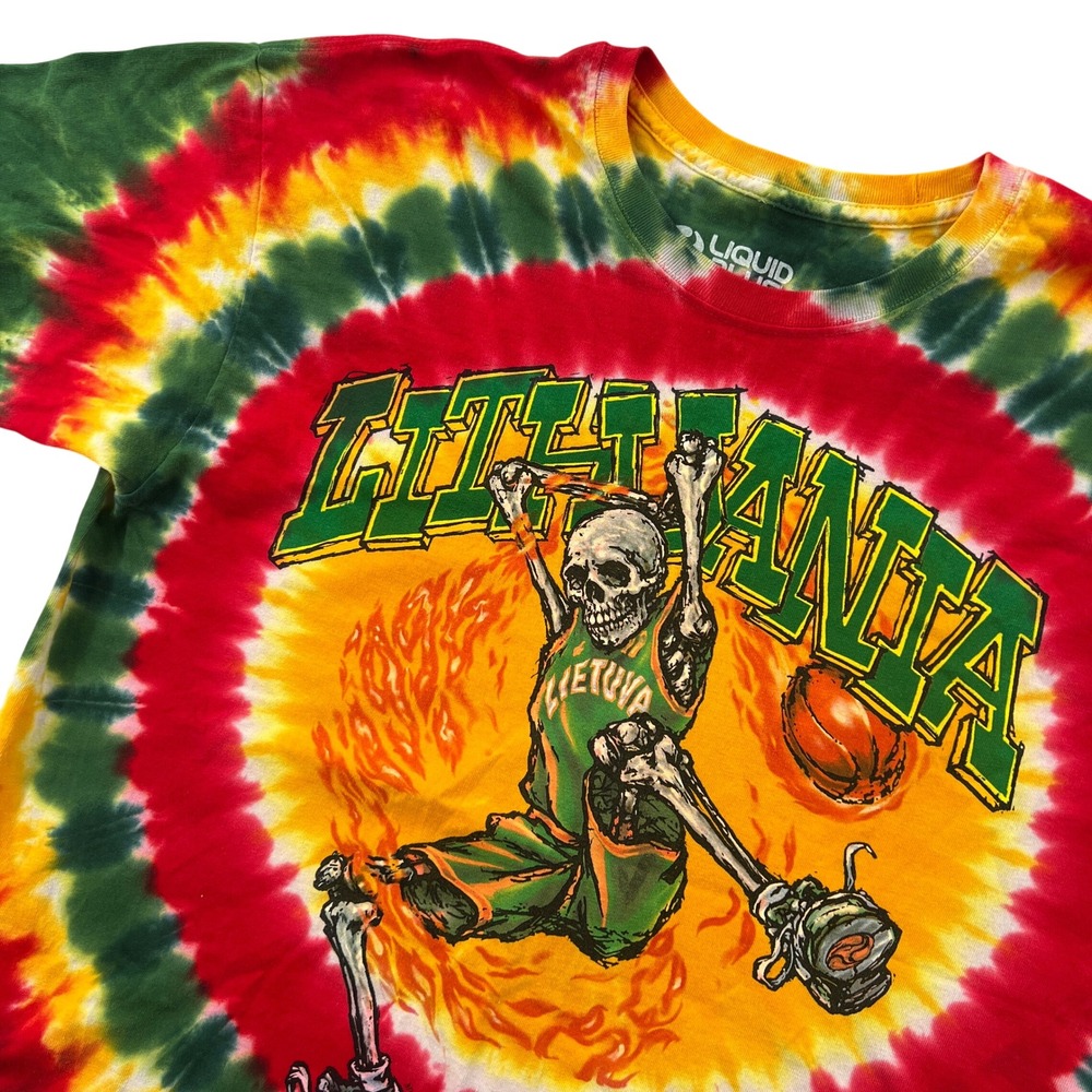 Liquid Blue 1996 Lithuania Basketball Team Tie Dye T Shirt Men XL Skeleton 2020